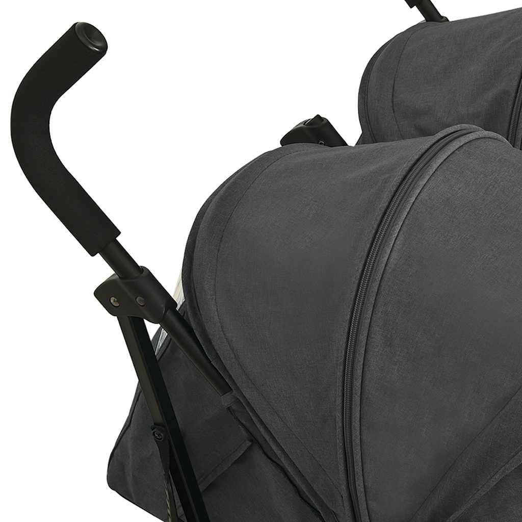 Poussette double anthracite acier