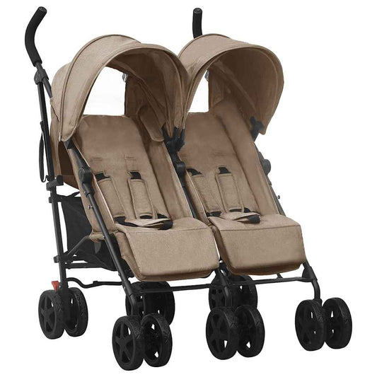 Twin Stroller Taupe Steel