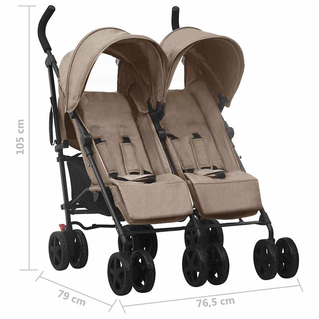 Poussette double Taupe Acier