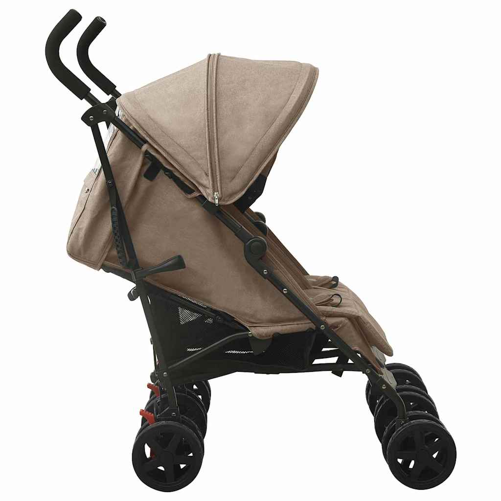 Poussette double Taupe Acier