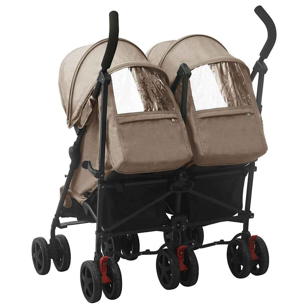 Poussette double Taupe Acier