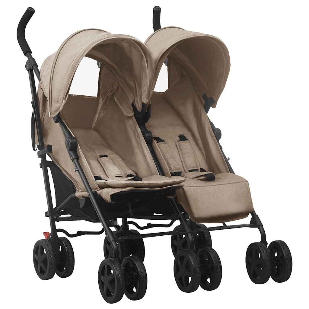 Poussette double Taupe Acier