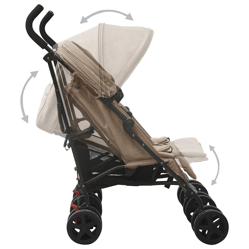 Poussette double Taupe Acier