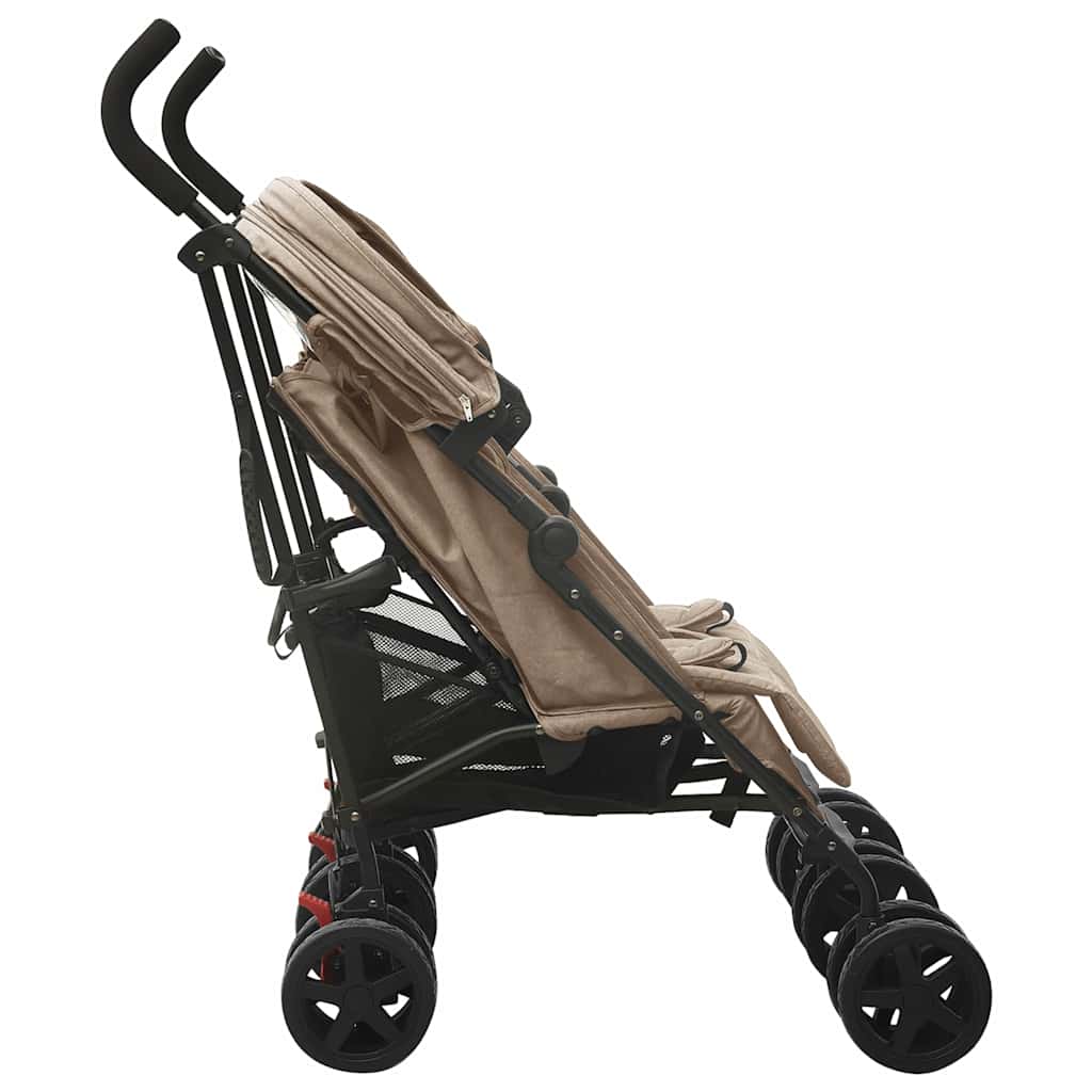 Poussette double Taupe Acier