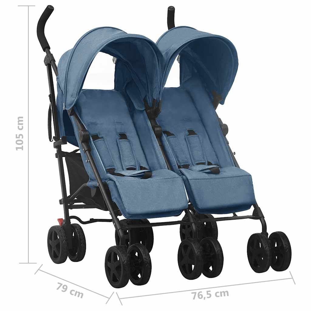 Poussette double bleu marine Acier