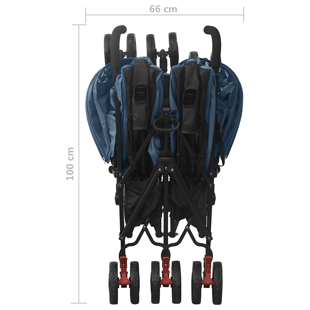 Poussette double bleu marine Acier