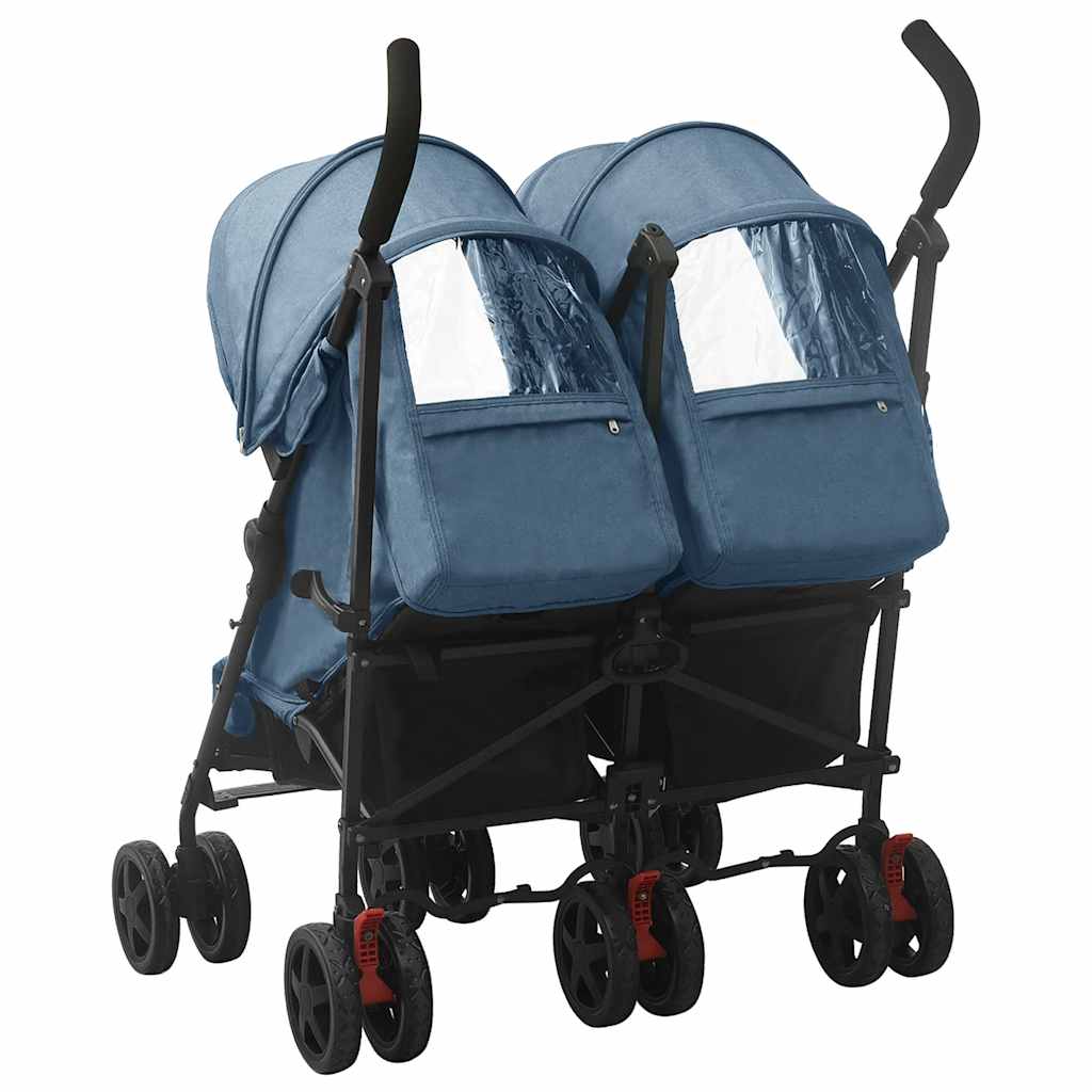 Poussette double bleu marine Acier