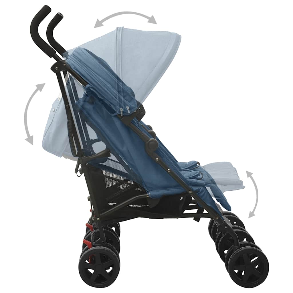 Poussette double bleu marine Acier