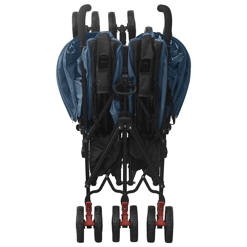 Poussette double bleu marine Acier