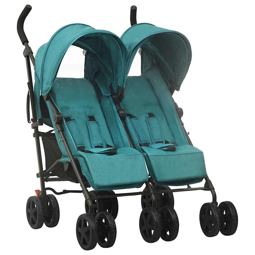 Poussette double verte acier