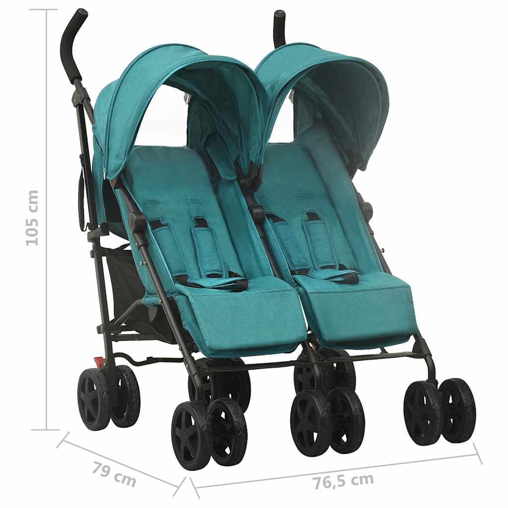 Poussette double verte acier