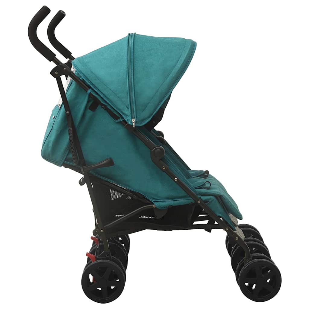 Poussette double verte acier
