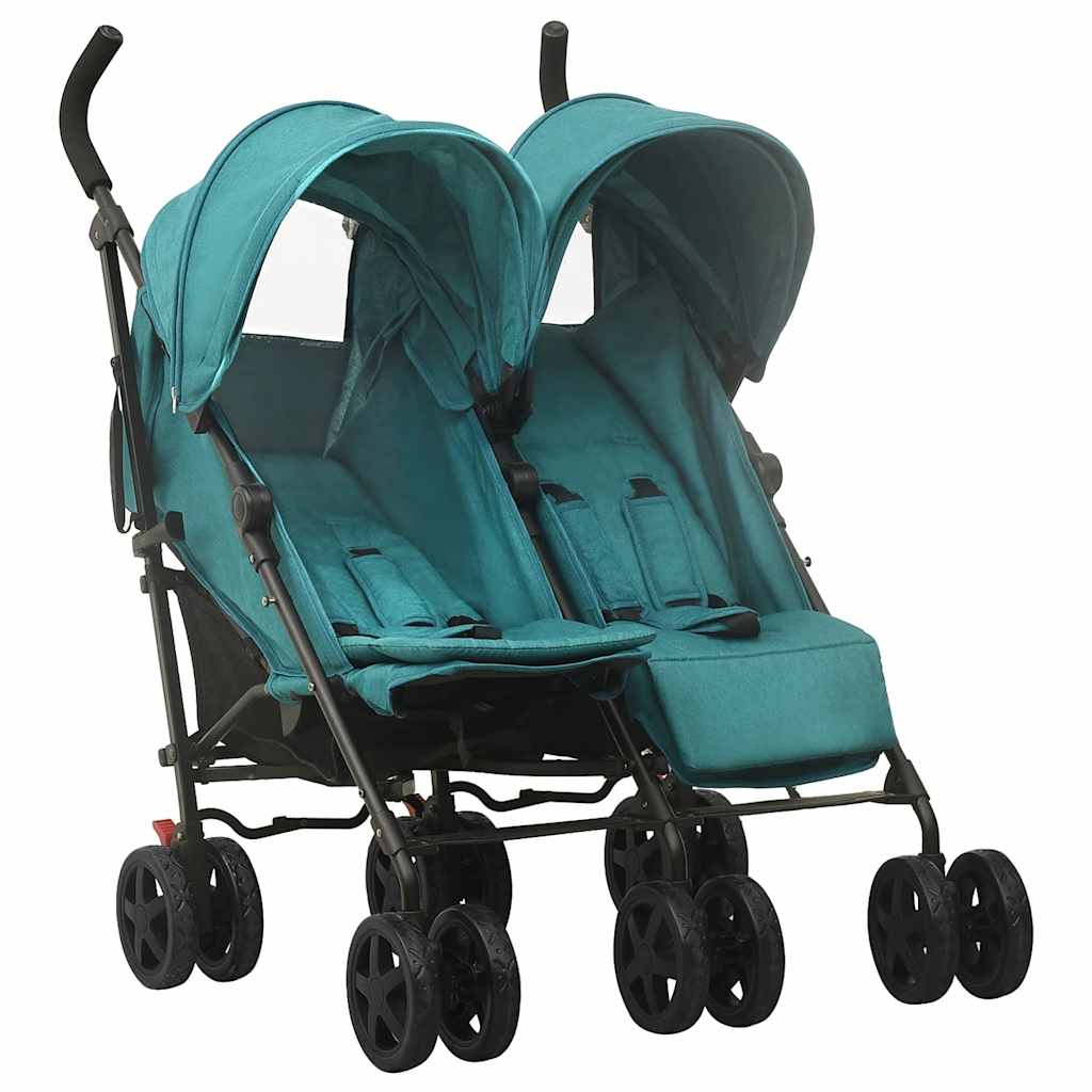 Poussette double verte acier