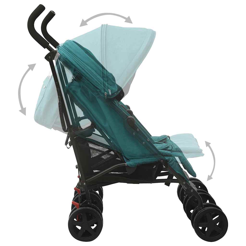 Poussette double verte acier