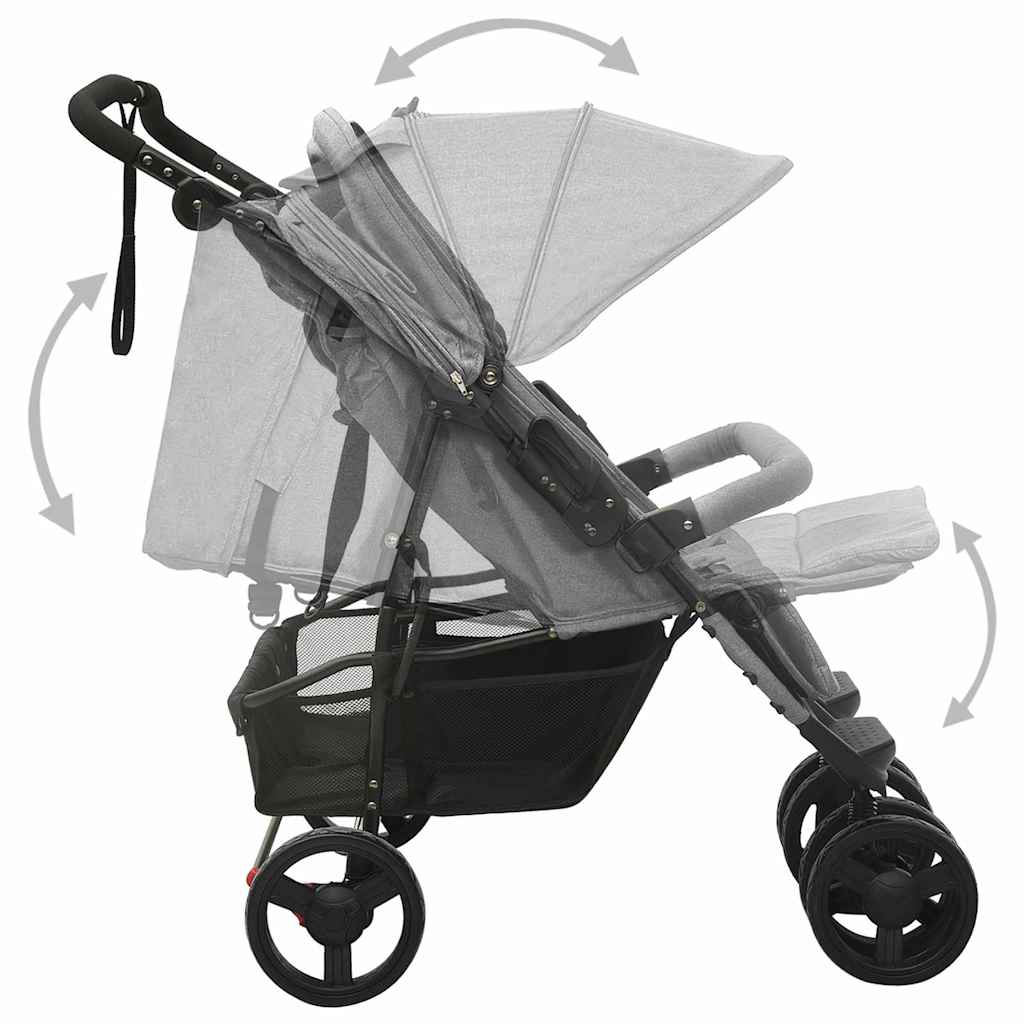 Tandem Stroller Light Grey Steel