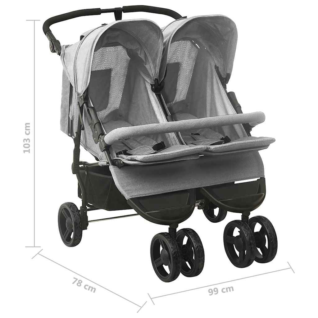 Tandem Stroller Light Grey Steel