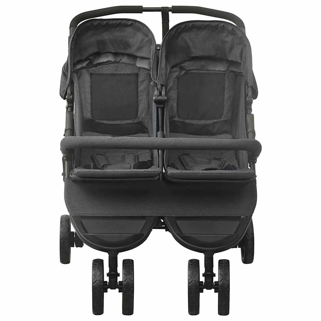 Poussette double anthracite acier