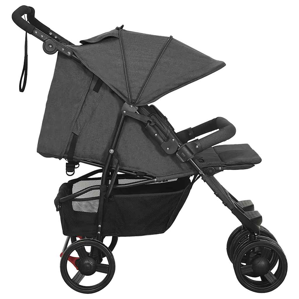 Poussette double anthracite acier