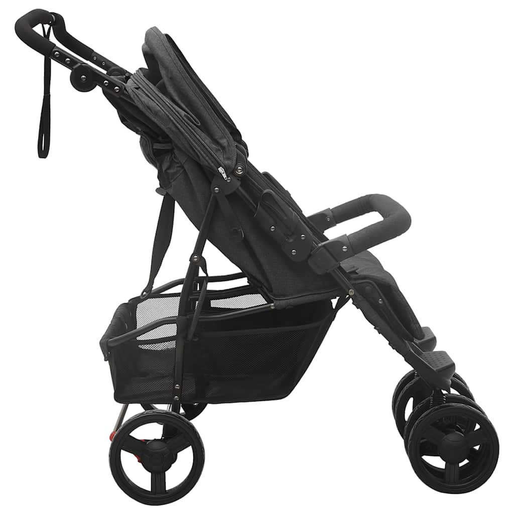 Poussette double anthracite acier