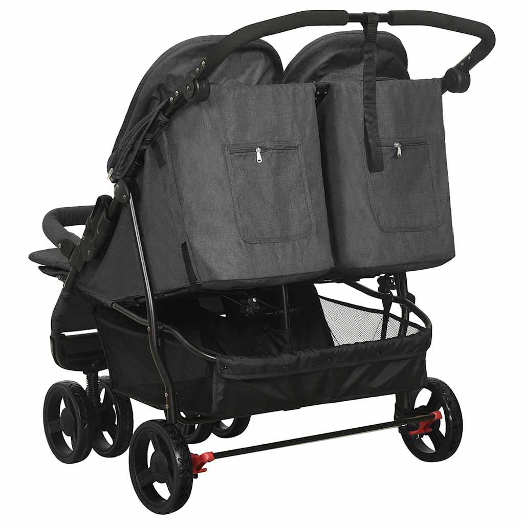 Poussette double anthracite acier