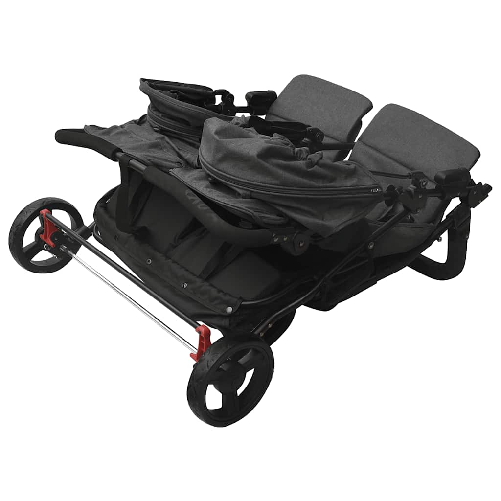 Poussette double anthracite acier