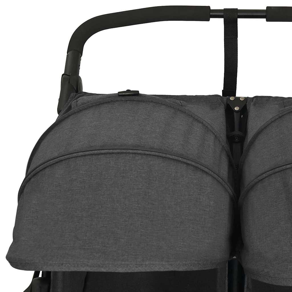 Poussette double anthracite acier