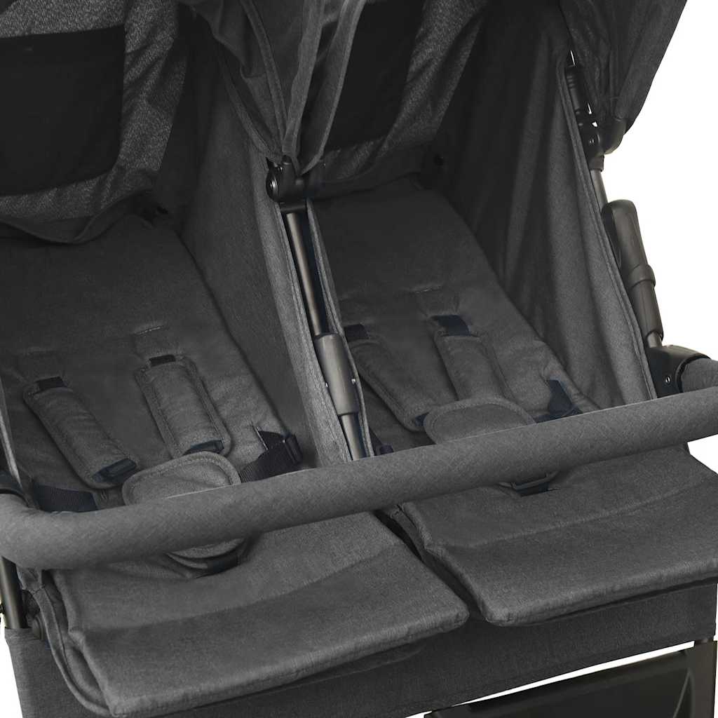 Poussette double anthracite acier
