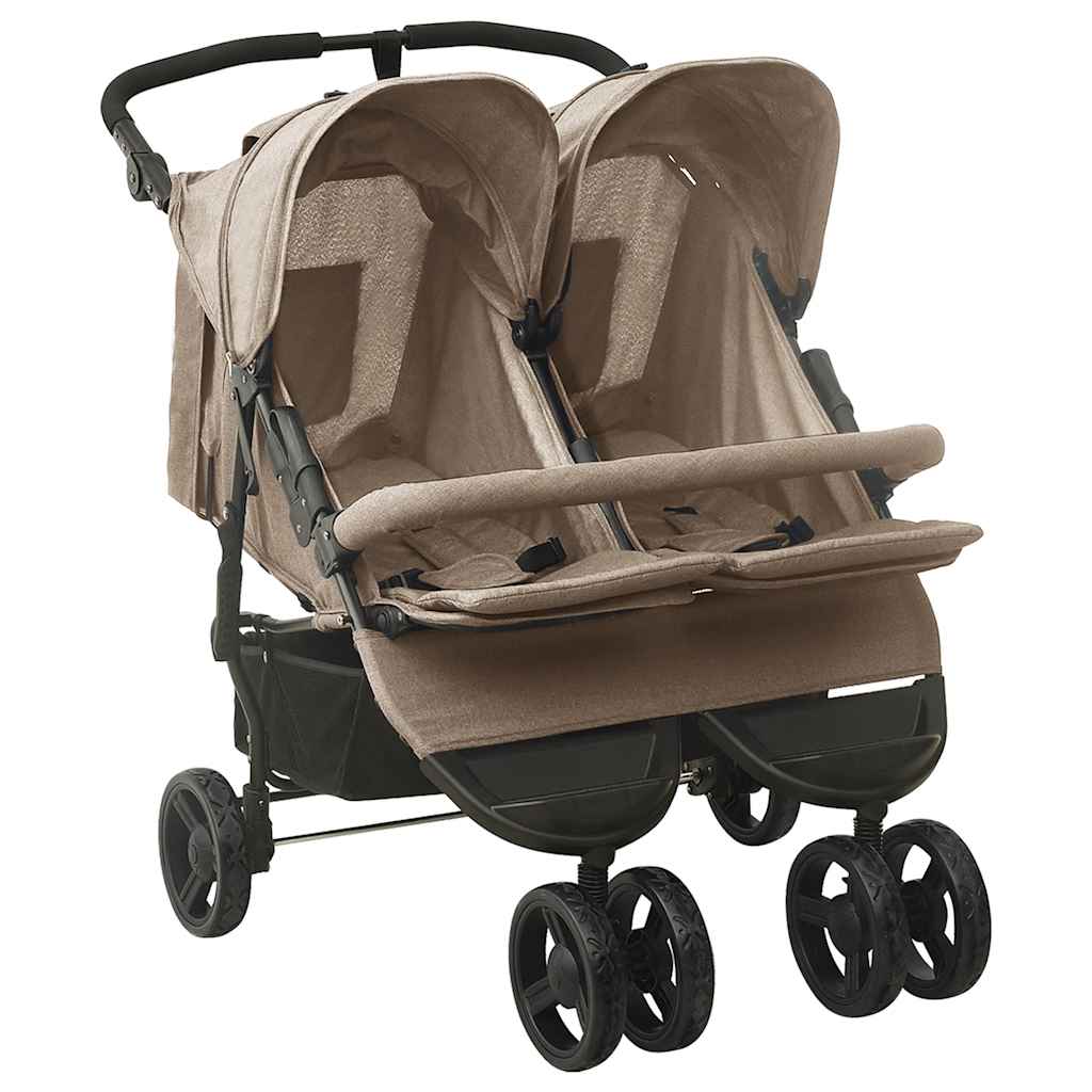 Poussette double Taupe Acier