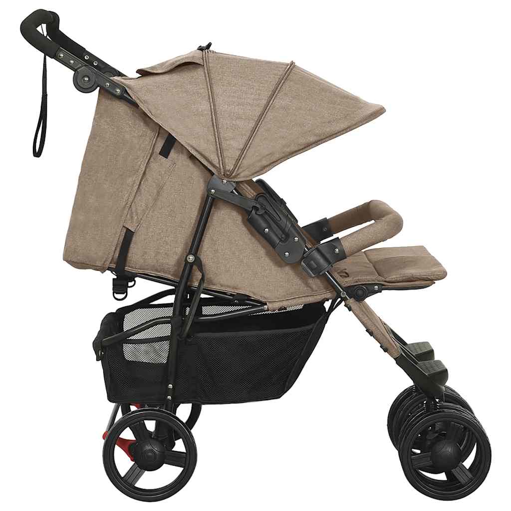 Poussette double Taupe Acier