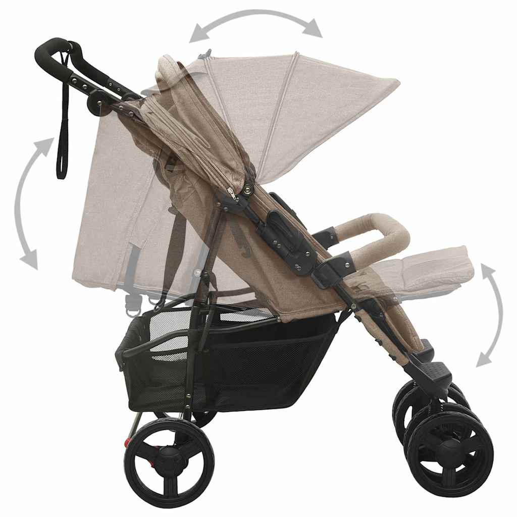 Poussette double Taupe Acier
