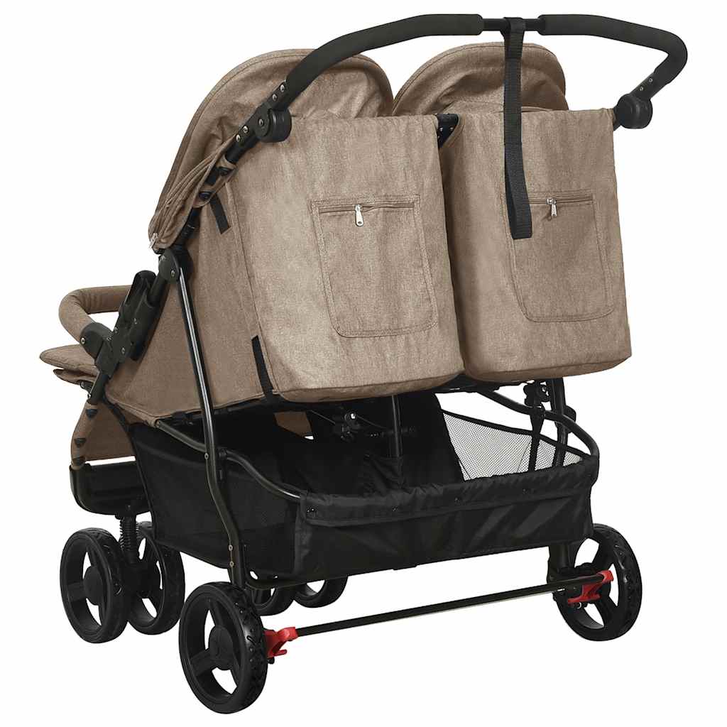 Poussette double Taupe Acier