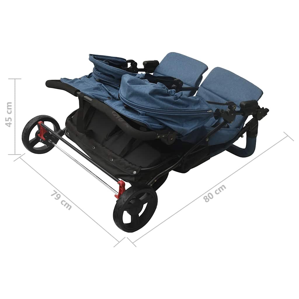 Poussette double bleu marine acier