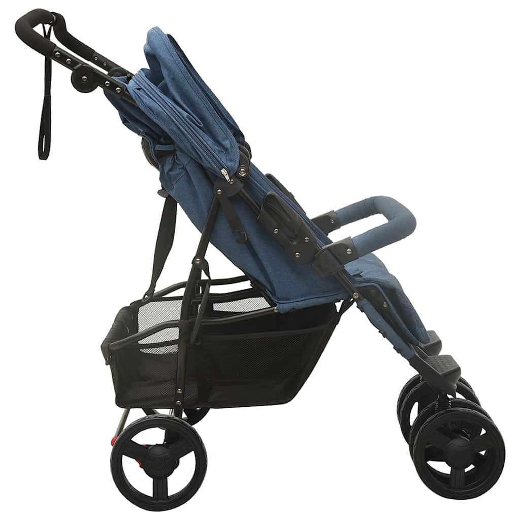 Poussette double bleu marine acier