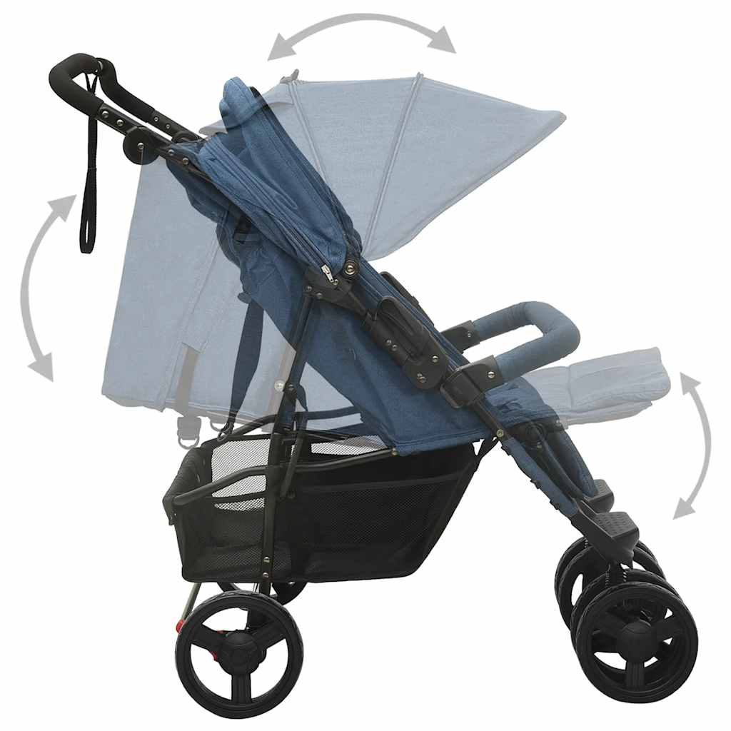 Poussette double bleu marine acier