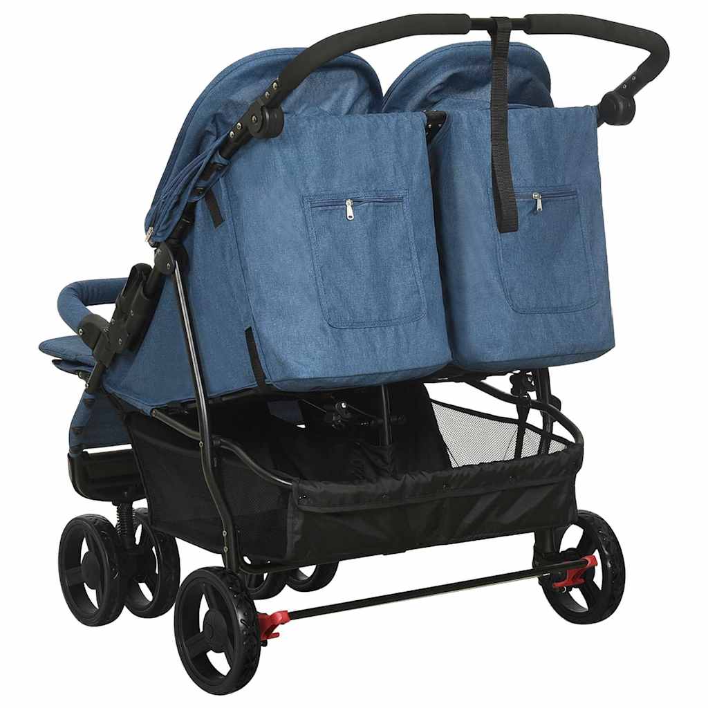 Poussette double bleu marine acier