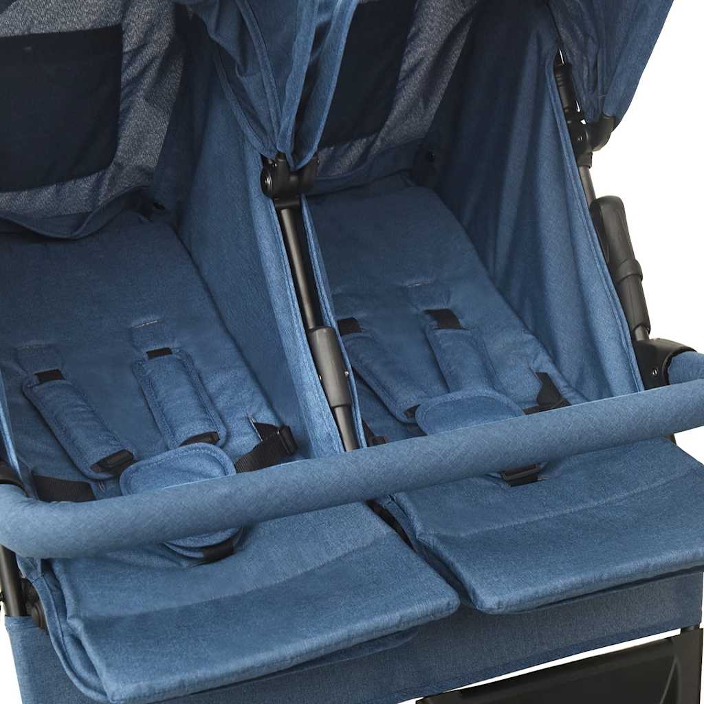 Poussette double bleu marine acier