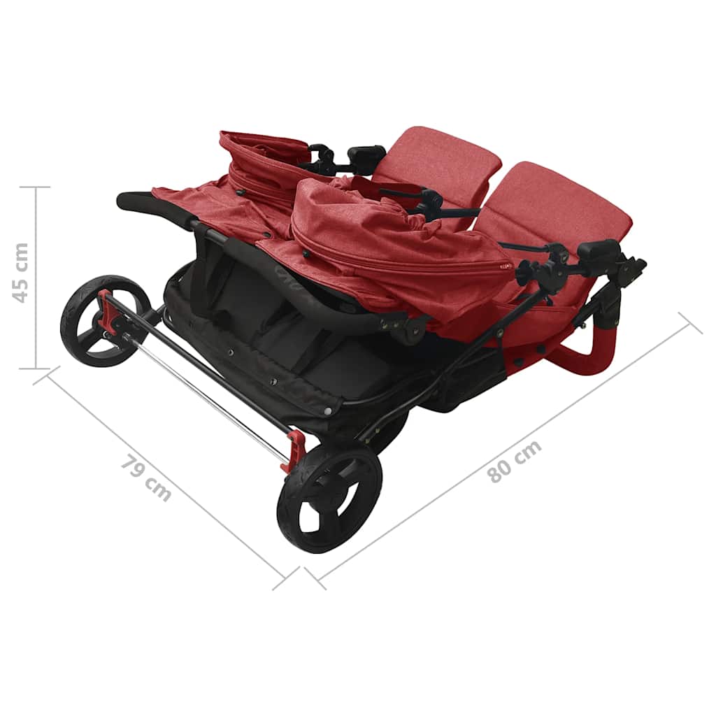 Double Stroller Red Steel