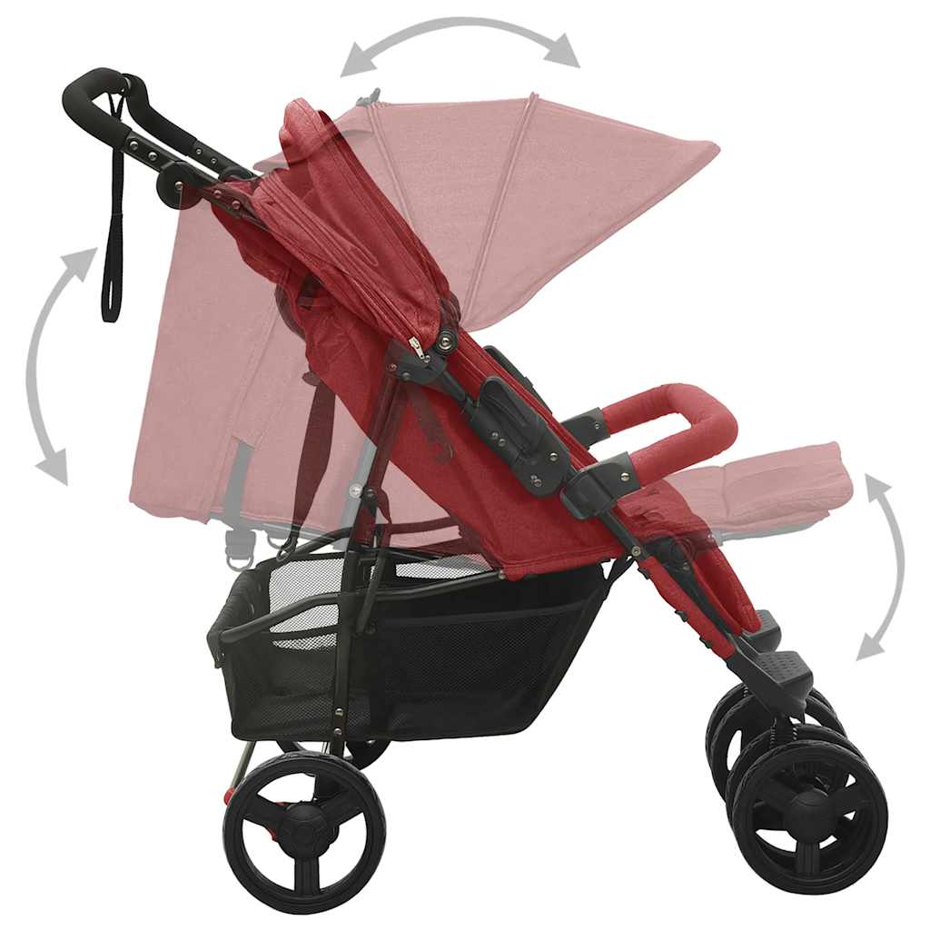 Double Stroller Red Steel