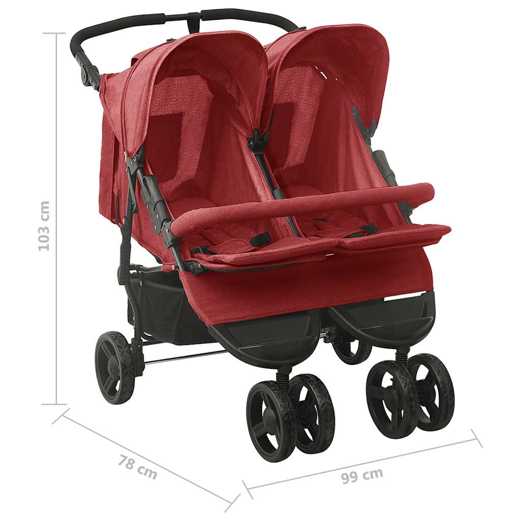 Double Stroller Red Steel