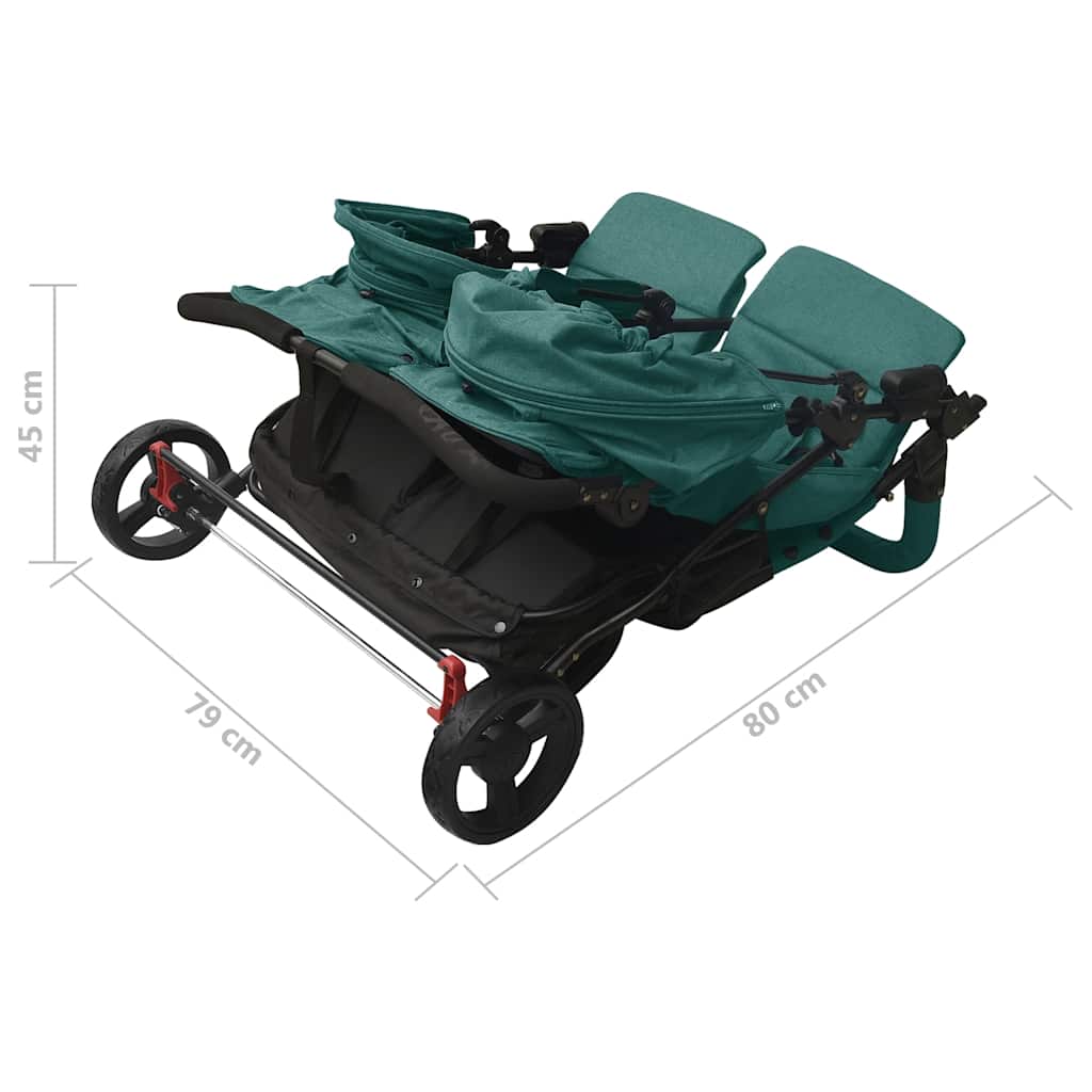 Poussette double verte acier