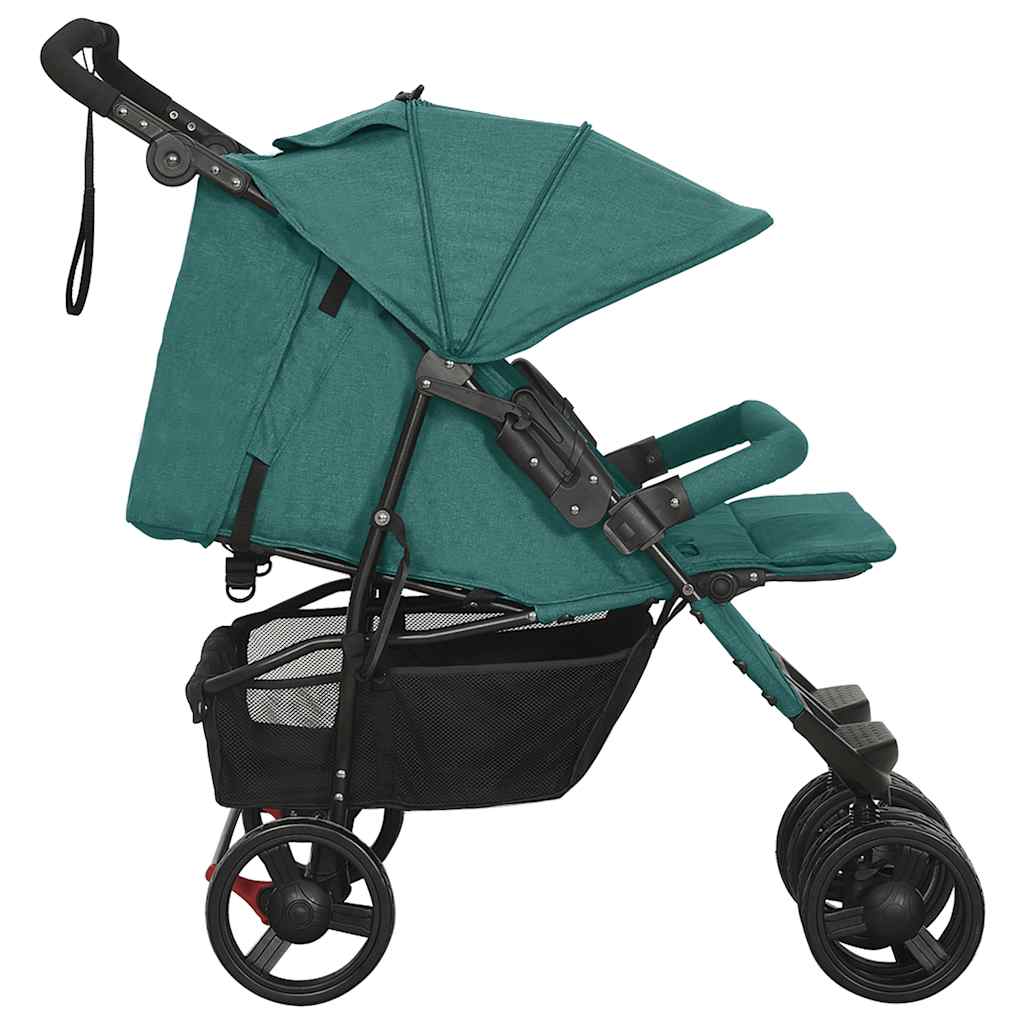 Poussette double verte acier