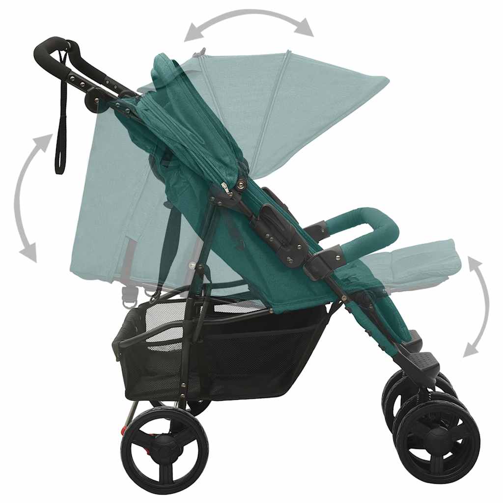Poussette double verte acier