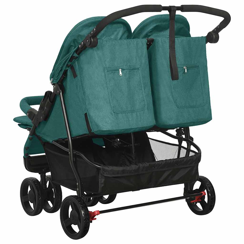 Poussette double verte acier