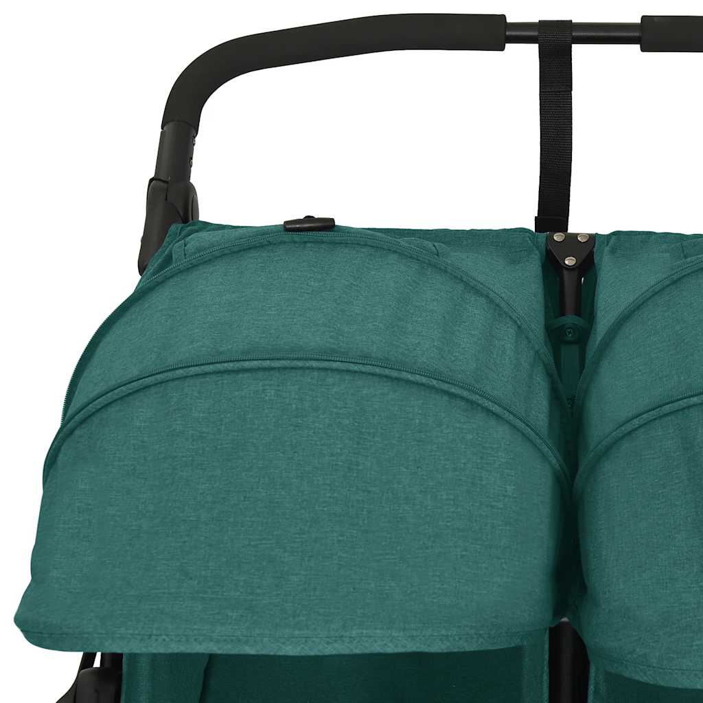 Poussette double verte acier