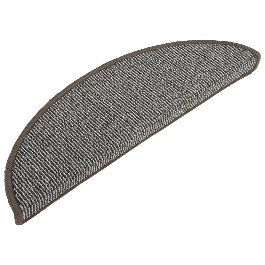 Tapis de marche d'escalier 15 pcs. 56x17x3 cm Gris Semi-circulaire