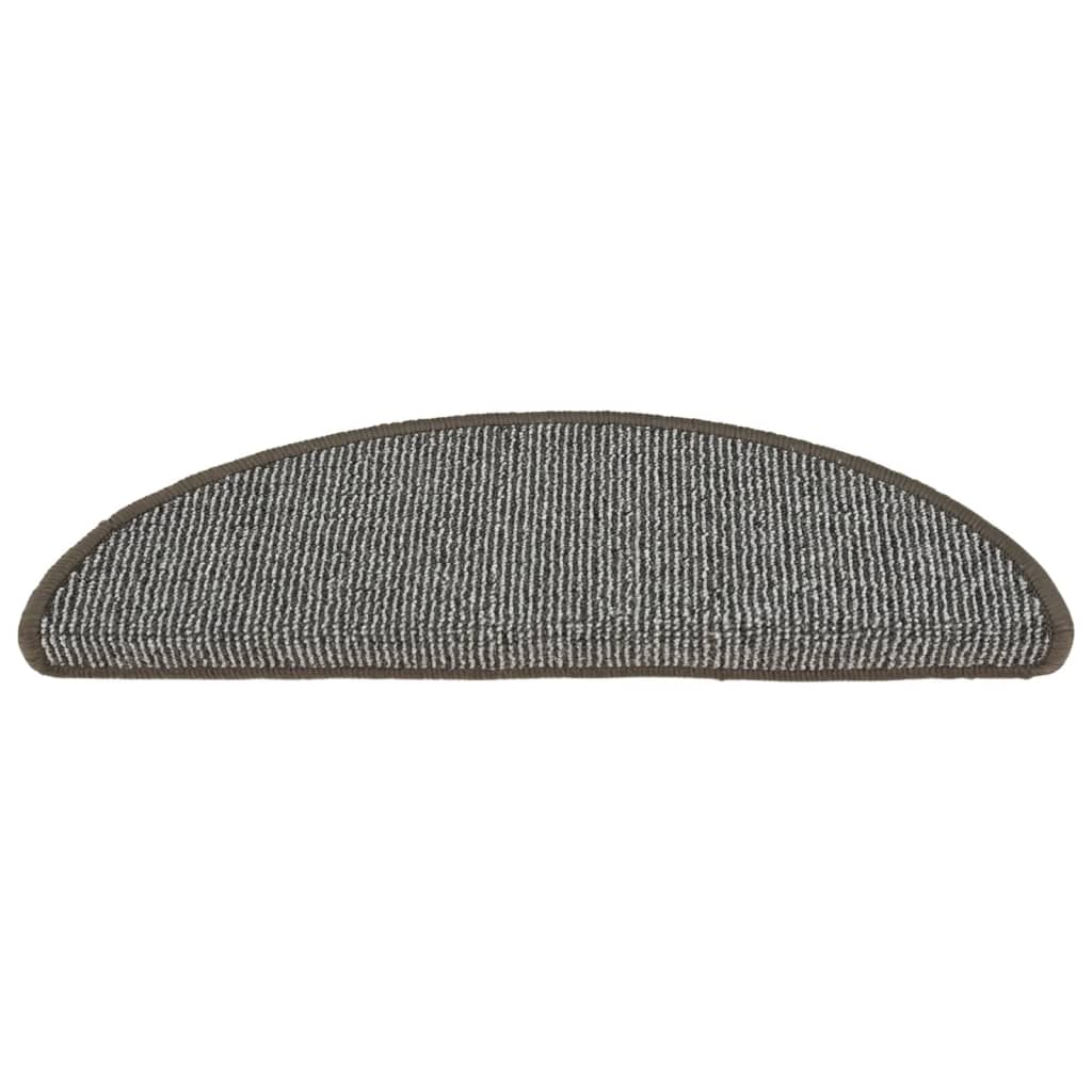 Tapis de marche d'escalier 15 pcs. 56x17x3 cm Gris Semi-circulaire