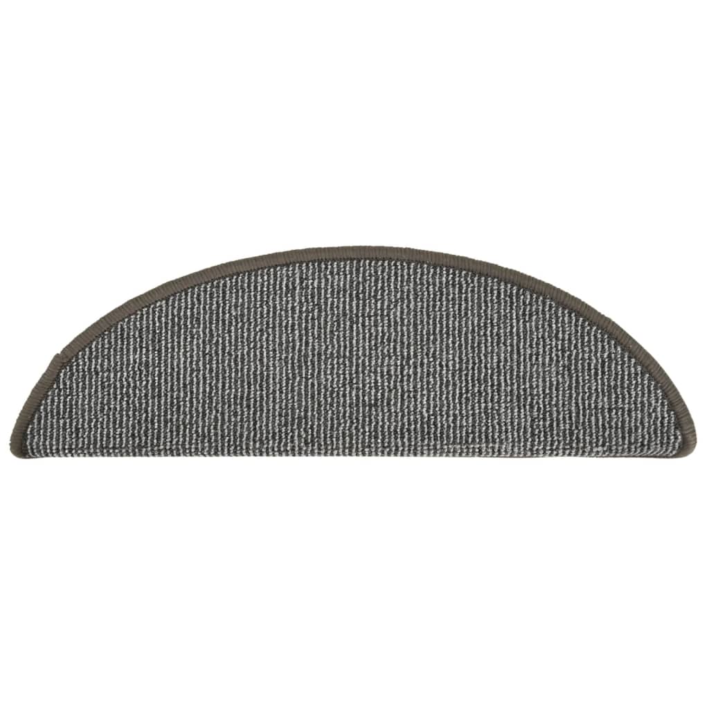 Tapis de marche d'escalier 15 pcs. 56x17x3 cm Gris Semi-circulaire