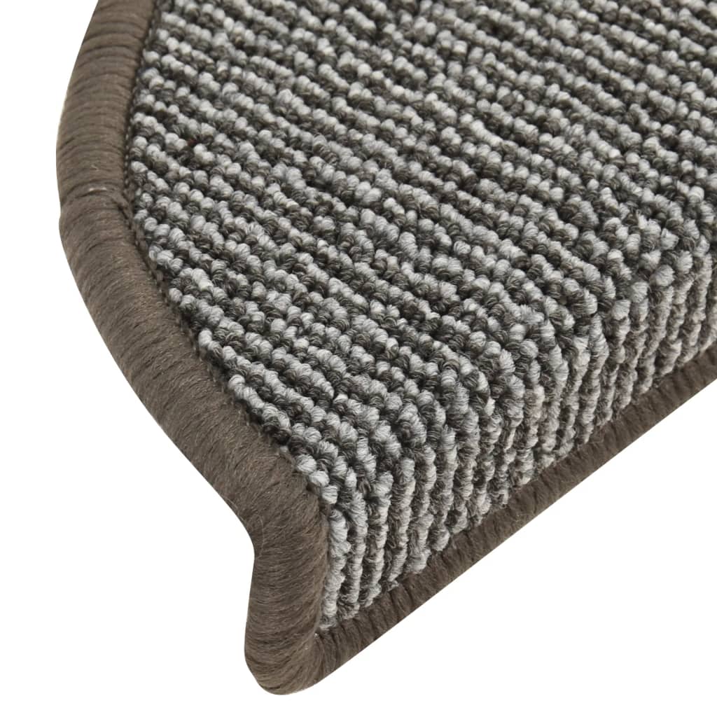 Tapis de marche d'escalier 15 pcs. 56x17x3 cm Gris Semi-circulaire