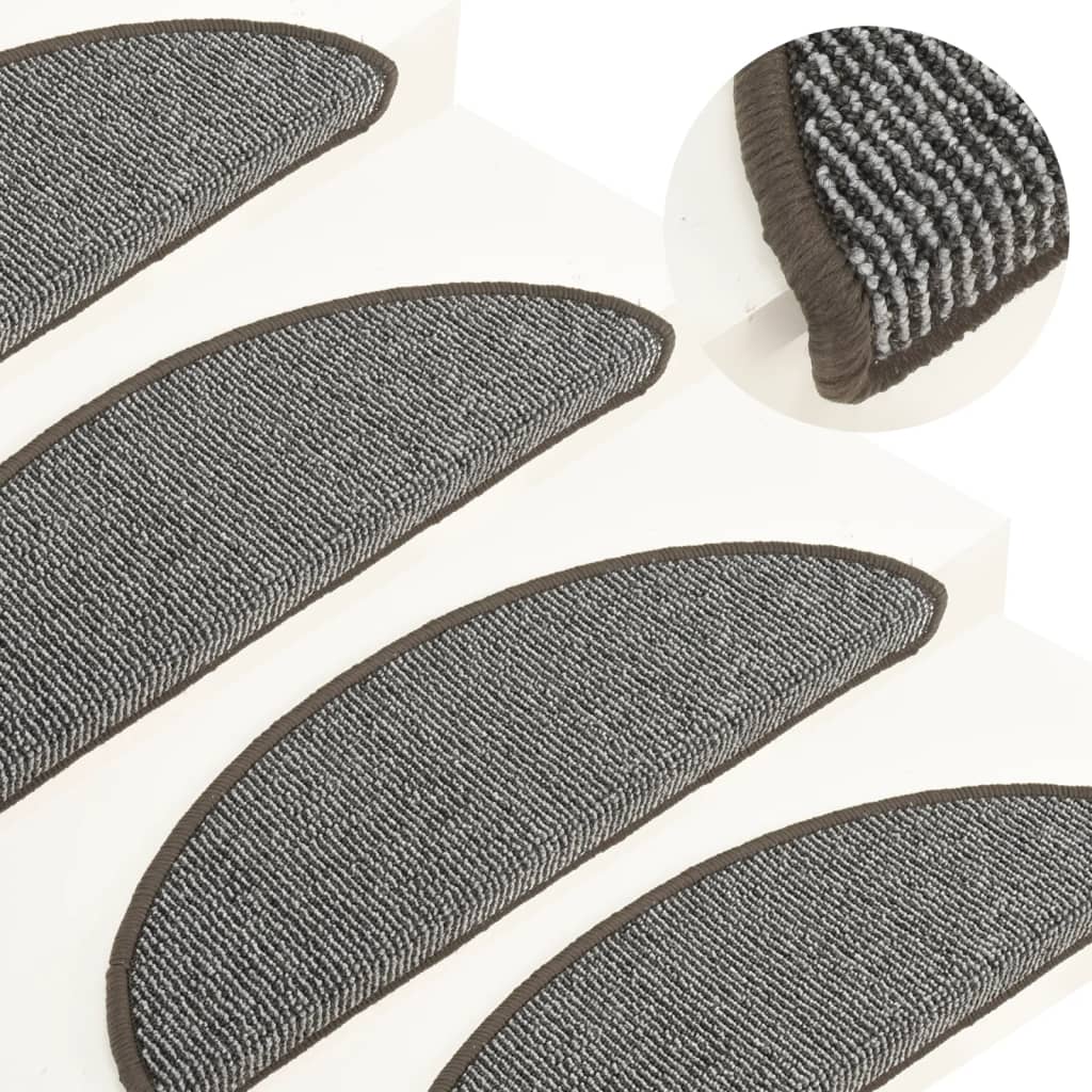 Tapis de marche d'escalier 15 pcs. 56x17x3 cm Gris Semi-circulaire