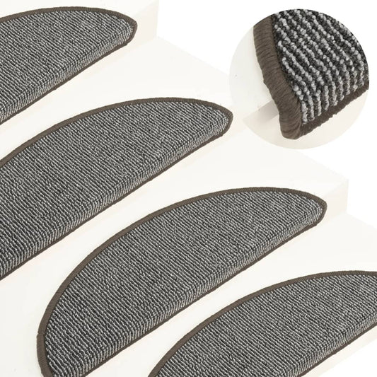 Tapis de marche d'escalier 15 pcs. 56x17x3 cm Gris Semi-circulaire